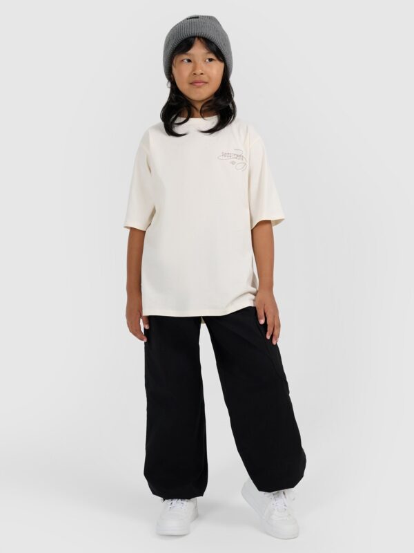 4F T-shirt oversize z nadrukiem dziewczęcy - biały 158 (12-13 lat)