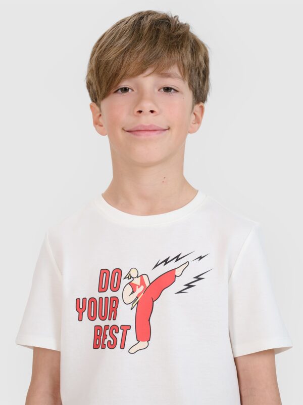 22ddc062bfb99d5270a963b4c8dd914e578aadc1 4F T-shirt regular z nadrukiem chłopięcy - biały 164 (13-14 lat)