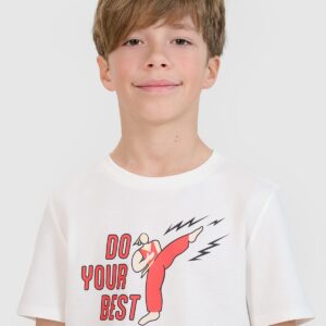 22ddc062bfb99d5270a963b4c8dd914e578aadc1 4F T-shirt regular z nadrukiem chłopięcy - biały 164 (13-14 lat)