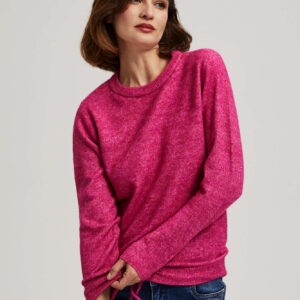 Sweter z wiązaniem fuksjowy