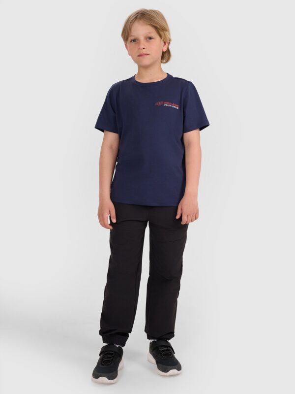 4F T-shirt regular z nadrukiem chłopięcy - granatowy 134 (8-9 lat)
