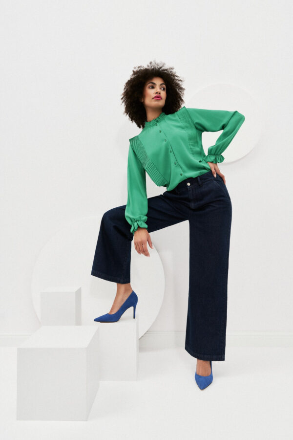 Koszula z plisowaniem zielona