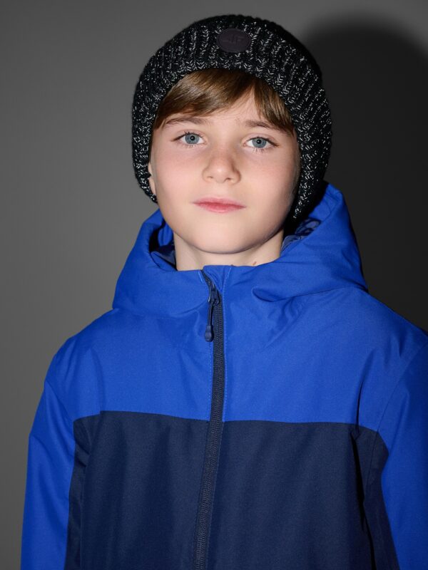 4F Czapka beanie odblaskowa chłopięca - czarna