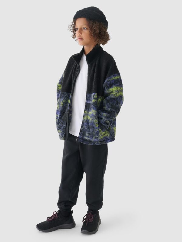 4F Polar sherpa ze stójką oversize chłopięcy - czarny 122 (6-7 lat)