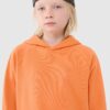 4F Bluza dresowa nierozpinana z kapturem chłopięca - pomarańczowa 146 (10-11 lat)