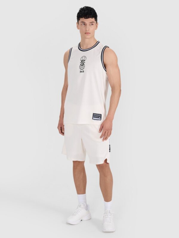 4F Tank top do koszykówki oversize szybkoschnący męski - biały