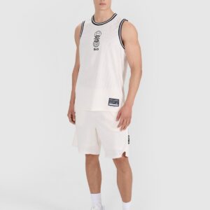 4F Tank top do koszykówki oversize szybkoschnący męski - biały