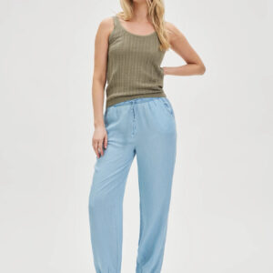 Spodnie z lyocell błękitne