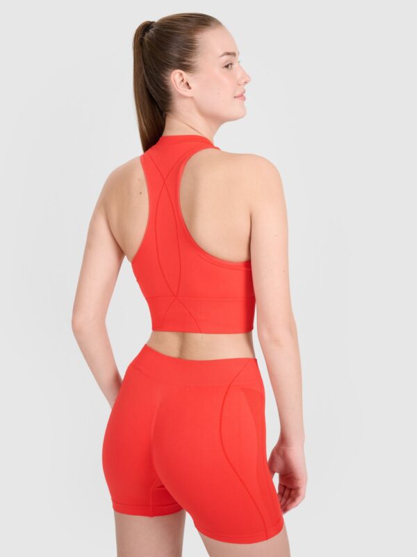 4F Crop-top treningowy slim bezszwowy damski - czerwony
