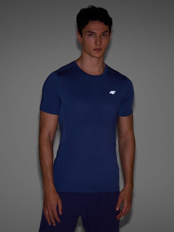 4F Koszulka do biegania slim szybkoschnąca męska - granatowa