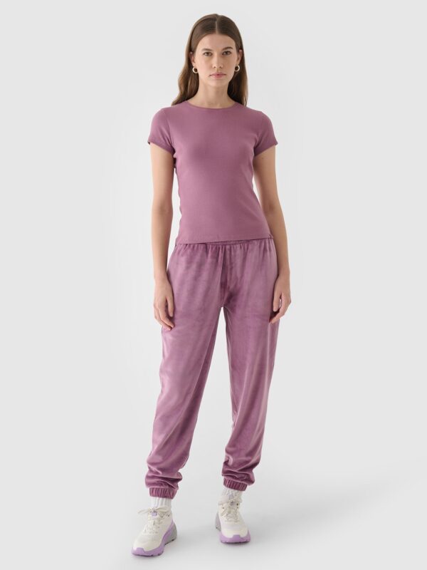 25a75f33c28353d5b4ba0bd31c6bca5dc2ce0892 4F T-shirt slim gładki damski - różowy