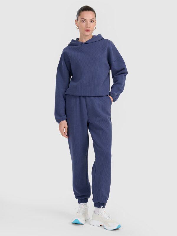 4F Bluza dresowa z waflowej dzianiny damska - granatowa