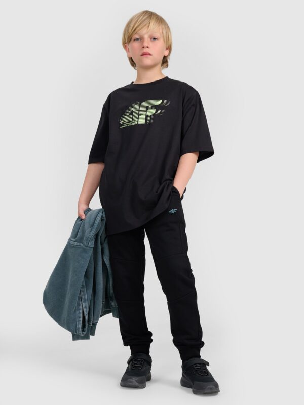 4F T-shirt oversize z nadrukiem chłopięcy - czarny 140 (9-10 lat)