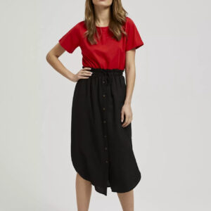25fc57890e550b4ce10eea11696cb8399c454ee2 Spódnica zapinana na guziki z gumą w talii czarna