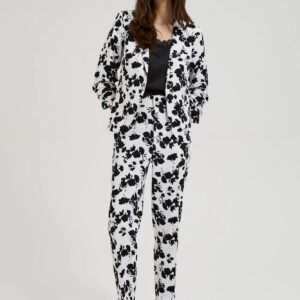 Garniturowe spodnie w kant czarno-białe