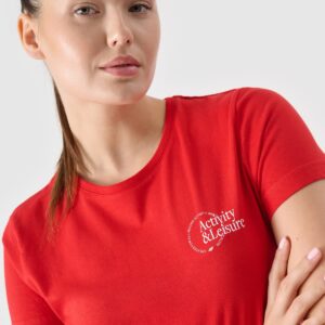 26cdca5d82169c15de3d522a5d27e3f5c1902594 4F T-shirt slim z nadrukiem damski - czerwony