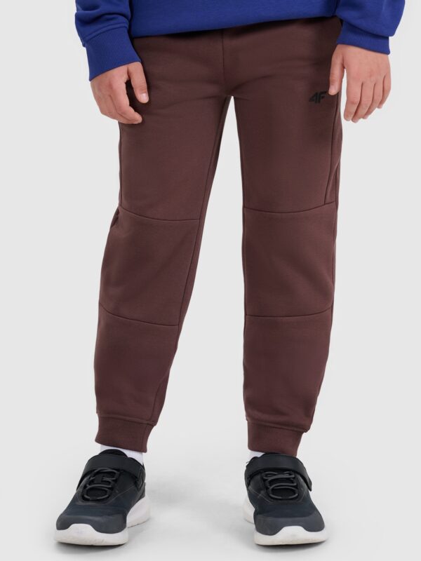 4F Spodnie dresowe joggery chłopięce - brązowe 128 (7-8 lat)