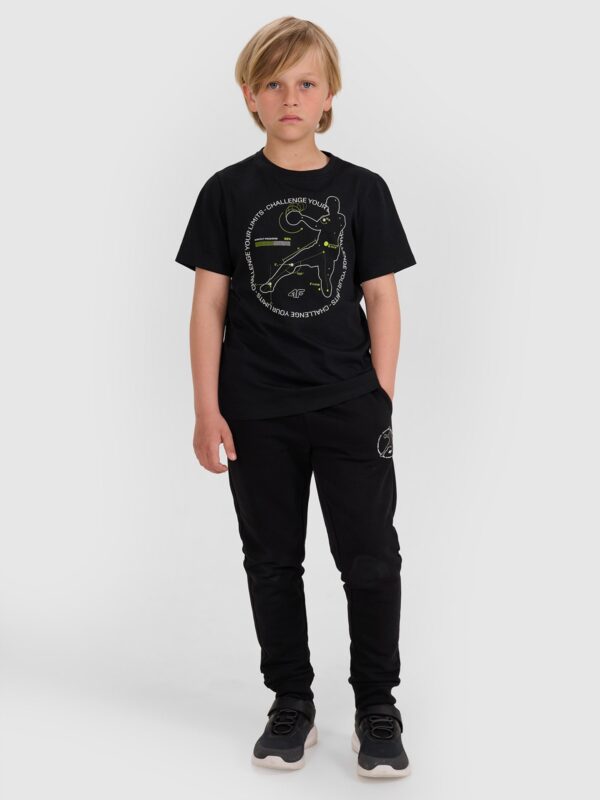27416ec021c6126db1800781364943518ee7fce3 4F T-shirt regular z nadrukiem chłopięcy - czarny 140 (9-10 lat)
