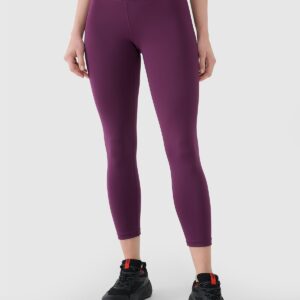 4F Legginsy treningowe 7/8 z wysokim stanem damskie - fioletowe