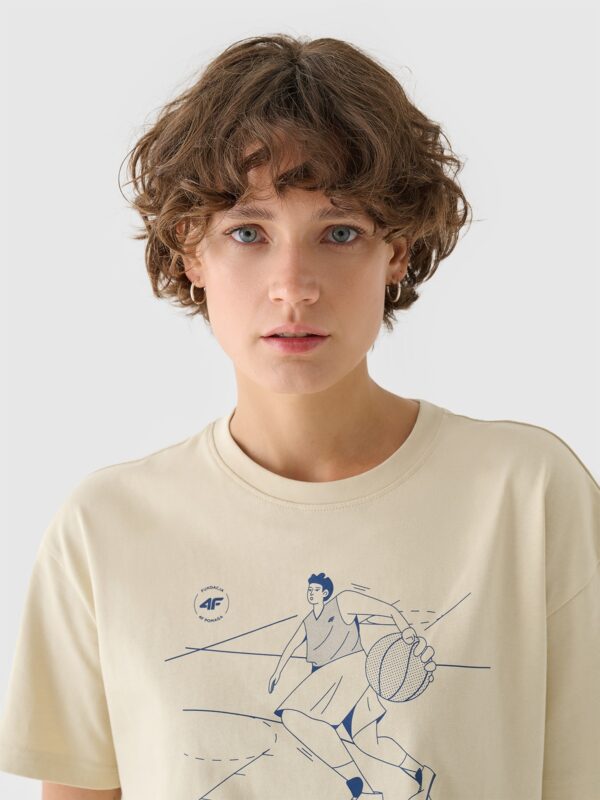 4F Koszulka oversize uniseks 4F Pomaga - biała