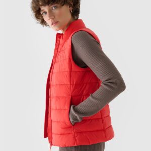 4F Bezrękawnik puchowy pikowany ze stójką damski - czerwony