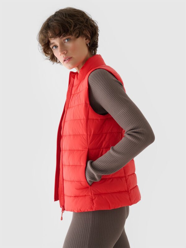 4F Bezrękawnik puchowy pikowany ze stójką damski - czerwony