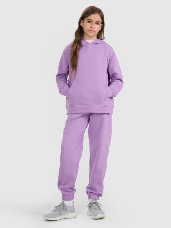 4F Bluza dresowa nierozpinana z kapturem dziewczęca - fioletowa 128 (7-8 lat)