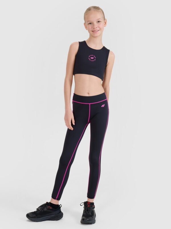 4F Biustonosz sportowy szybkoschnący dziewczęcy - czarny 158/164 (12-14 lat)