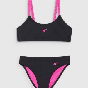 4F Kostium kąpielowy dwuczęściowy dziewczęcy - czarny 134/140 (8-10 lat)