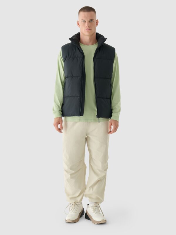 4F Longsleeve oversize z nadrukiem męski - oliwkowy/khaki