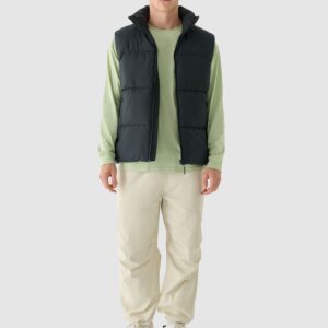 4F Longsleeve oversize z nadrukiem męski - oliwkowy/khaki