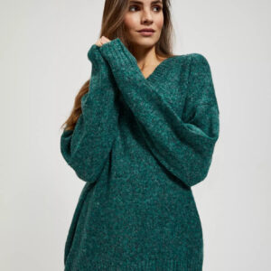 Gładki sweter z dekoltem w serek