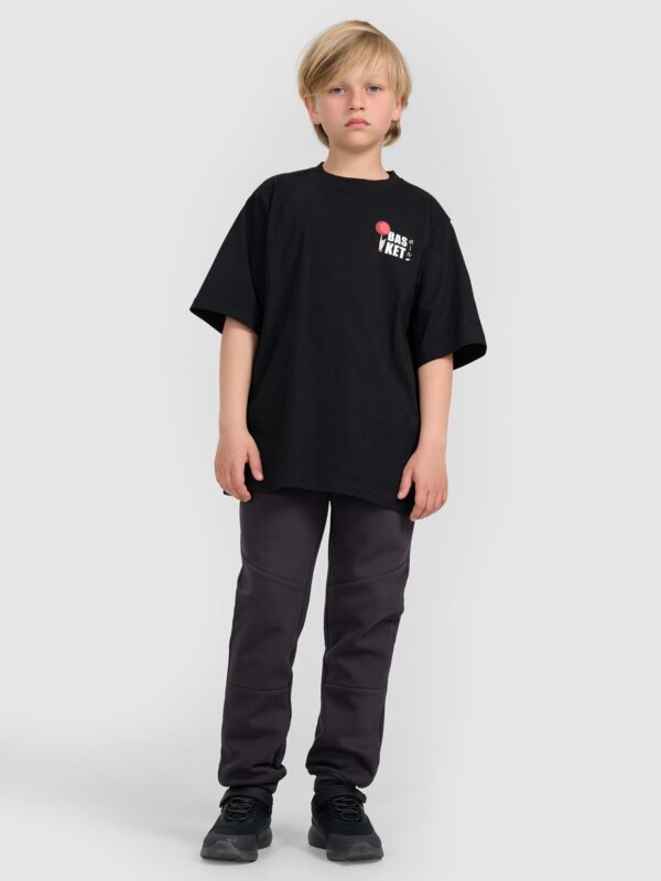 4F T-shirt oversize z nadrukiem chłopięcy - czarny 122 (6-7 lat)