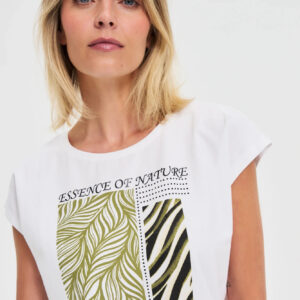 Bawełniana bluzka z nadrukiem biała