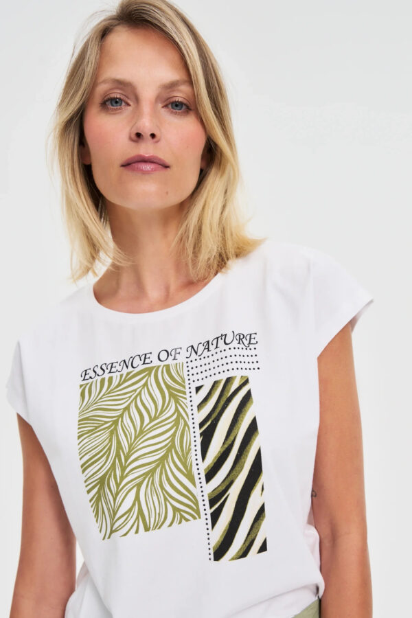 Bawełniana bluzka z nadrukiem biała