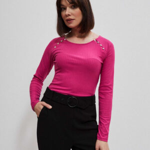Bluzka z prążkowanej dzianiny fuksjowa