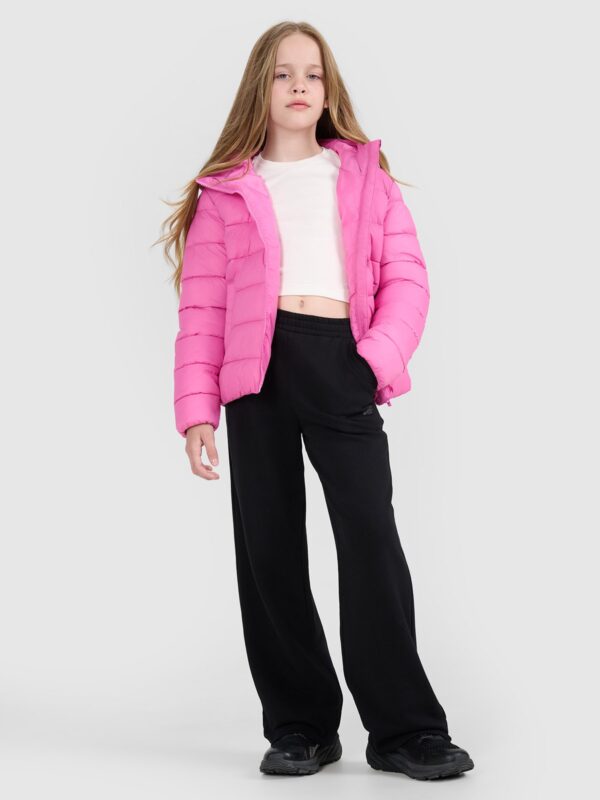 4F Kurtka puchowa z wypełnieniem syntetycznym dziewczęca - różowa 122 (6-7 lat)