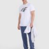 4F T-shirt regular z nadrukiem męski - biały