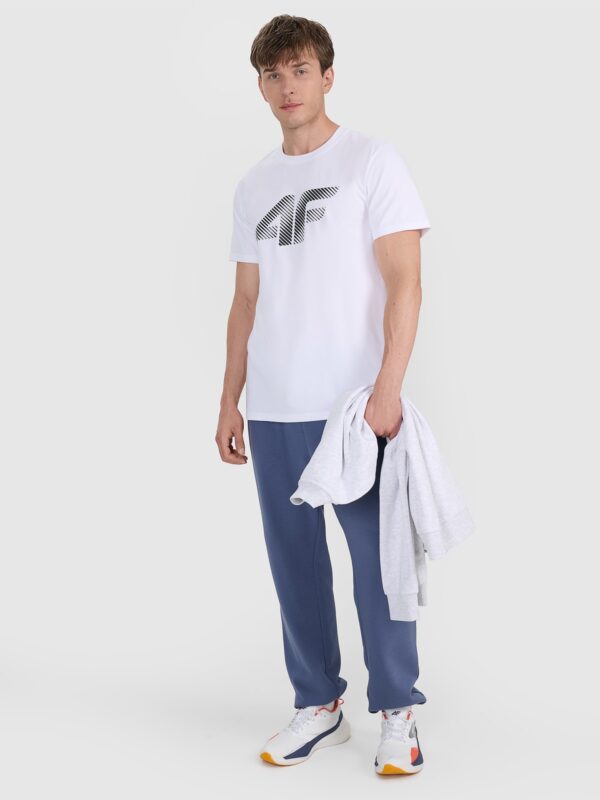 4F T-shirt regular z nadrukiem męski - biały