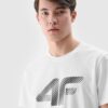 4F T-shirt regular z nadrukiem męski - biały
