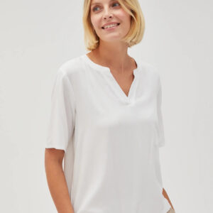 Gładka koszula z wiskozy biała