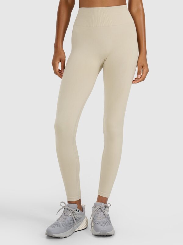 4F Legginsy treningowe bezszwowe damskie - beżowe
