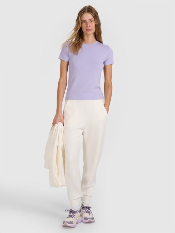 2ddddbac9309c8bd76eb4237c4675cd5f0eb7a62 4F T-shirt z prążkowanej dzianiny z modalem damski - niebieski