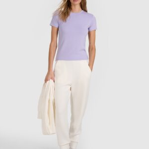 4F T-shirt z prążkowanej dzianiny z modalem damski - niebieski