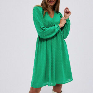 Sukienka z bufiastymi rękawami zielona