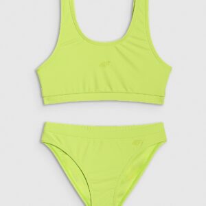 4F Kostium kąpielowy dwuczęściowy dziewczęcy - zielony 146/152 (10-12 lat)