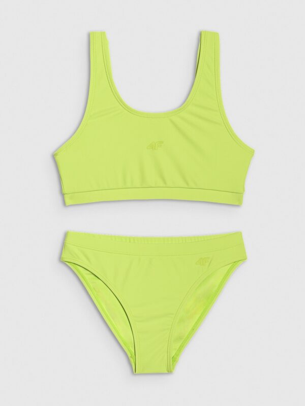 4F Kostium kąpielowy dwuczęściowy dziewczęcy - zielony 146/152 (10-12 lat)