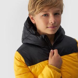 4F Kurtka puchowa z wypełnieniem syntetycznym chłopięca - żółta 122 (6-7 lat)