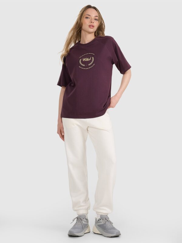 4F T-shirt oversize z nadrukiem damski - fioletowy