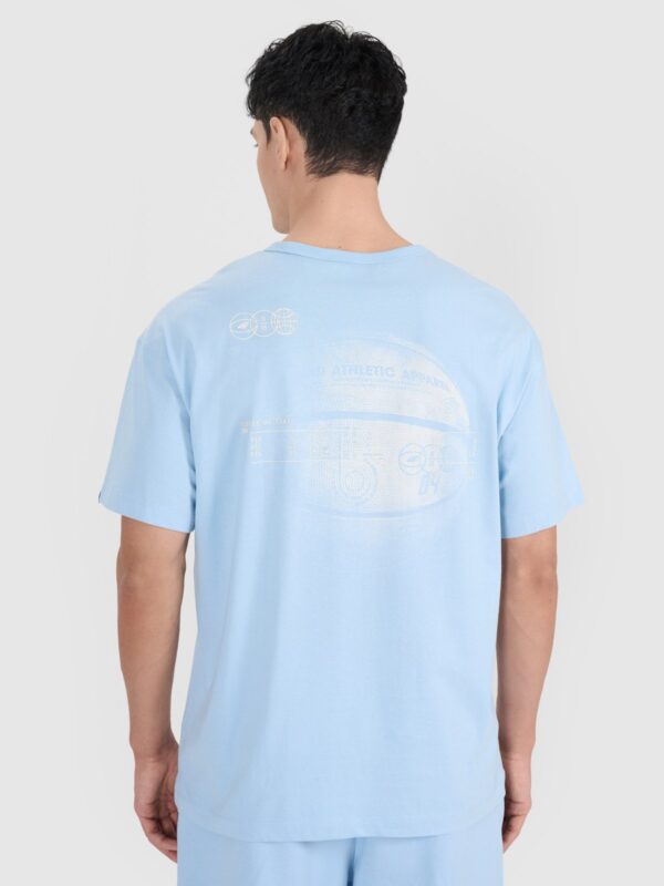 300035771c96ce31533b1f7f310b387fe88b0480 4F T-shirt oversize z nadrukiem męski - niebieski